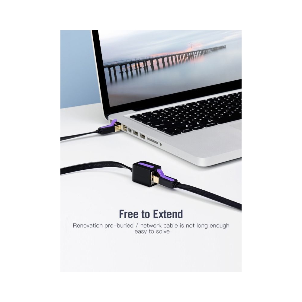 ქსელის კაბელის დამაგრძელებელი VENTION ICBBD VENTION ICBBD Flat Cat.7 Extension Patch Cable 0.5M Black