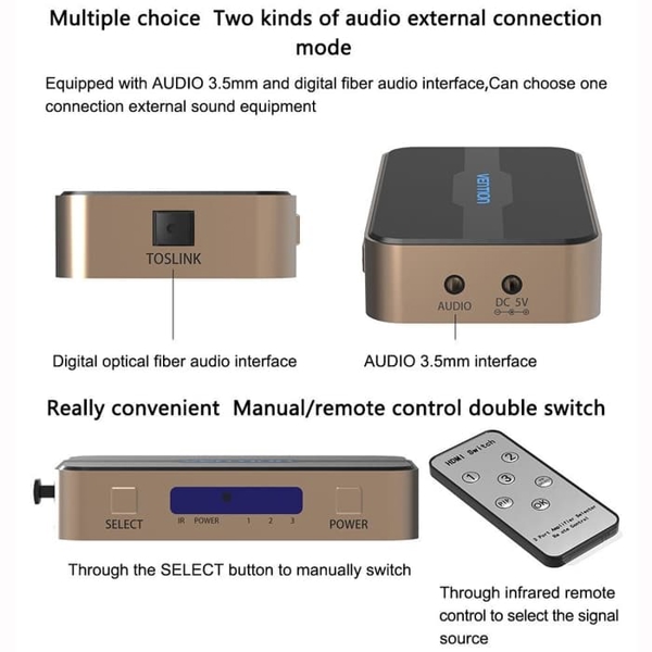 სვიჩი Vention VAA-S20 4K 3in 1 out HDMI Switcher