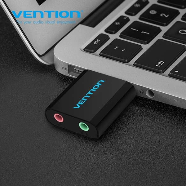 ხმის ბარათი VENTION VAB-S17-B USB External Sound Card Black Metal Type