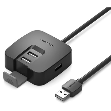 USB ჰაბი VENTION VAS-J51-B100 4 Ports USB2.0 HUB 1M Black