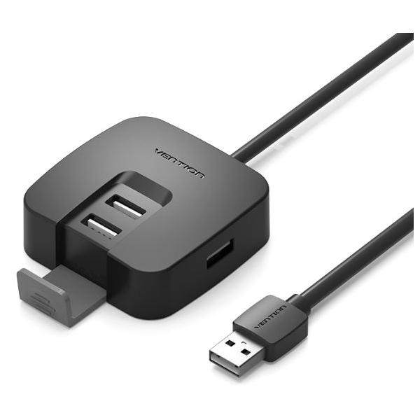 USB ჰაბი VENTION VAS-J51-B100 4 Ports USB2.0 HUB 1M Black