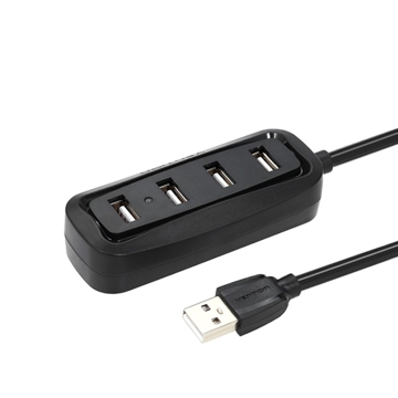 USB ჰაბი VENTION VAS-J43-B050 4 Ports USB2.0 HUB 0.5M Black