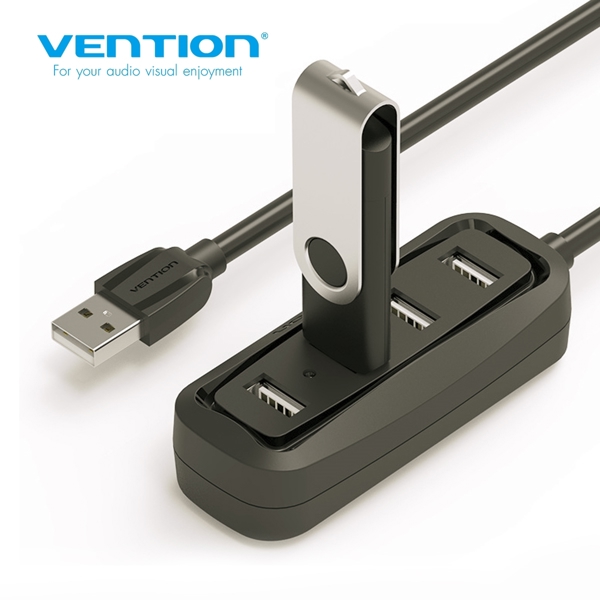 USB ჰაბი VENTION VAS-J43-B050 4 Ports USB2.0 HUB 0.5M Black