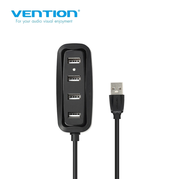 USB ჰაბი VENTION VAS-J43-B050 4 Ports USB2.0 HUB 0.5M Black