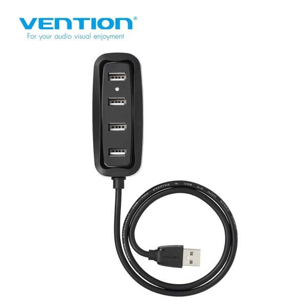 USB ჰაბი VENTION VAS-J43-B050 4 Ports USB2.0 HUB 0.5M Black