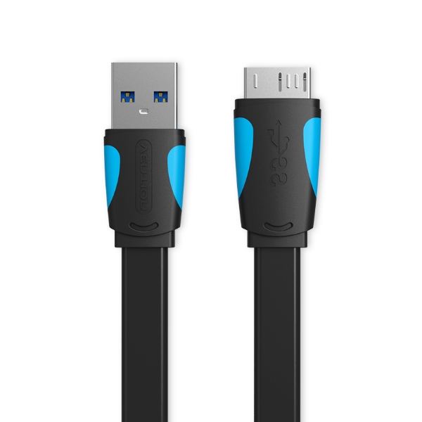 Micro USB კაბელი Vention VAS-A12-B050 Flat USB3.0 A Male to Micro B Male Cable 0.5M Black