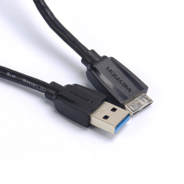 Micro USB კაბელი Vention VAS-A12-B050 Flat USB3.0 A Male to Micro B Male Cable 0.5M Black