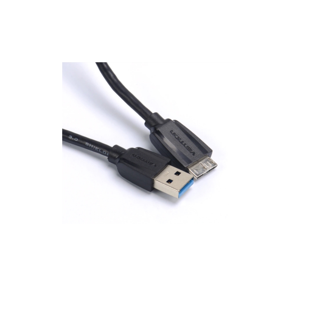 VAS-A12-B050 Flat USB3.0 A Male to Micro B Male Cable 0.5M Black