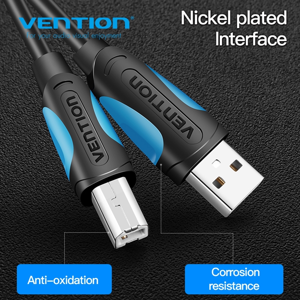USB კაბელი VENTION VAS-A16-B500 USB2.0 A Male to B Male Print Cable 5M Black