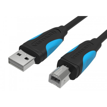 USB კაბელი VENTION VAS-A16-B800 USB2.0 A Male to B Male Print Cable with 2*Ferrite Core 8M Black