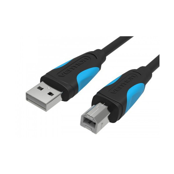 USB კაბელი VENTION VAS-A16-B800 USB2.0 A Male to B Male Print Cable with 2*Ferrite Core 8M Black