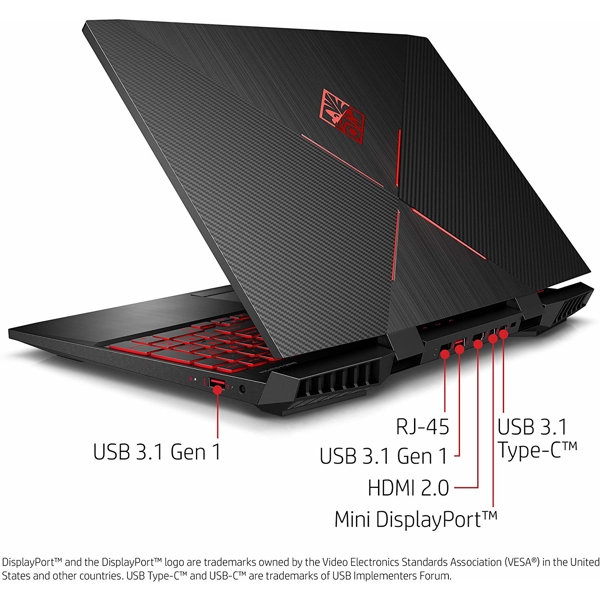 ნოუთბუქი  HP OMEN 15.6" FHD i7-9750H 16GB 1TB+512GB SSD RTX 2060 6GB Free DOS Black 