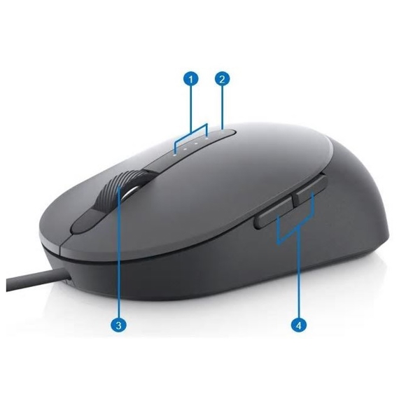 მაუსი Dell Laser Wired Mouse - MS3220, 3200 DPI, Two shortcut buttons - Titan Gray