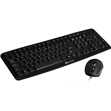 კლავიატურა+მაუსი Canyon CNE-CSET1-RU Multimedia Wireless 2.4 GZ Combo Set Keyboard 104 Keys Slim Caps Us Black Mouse Adjustable DPI1000