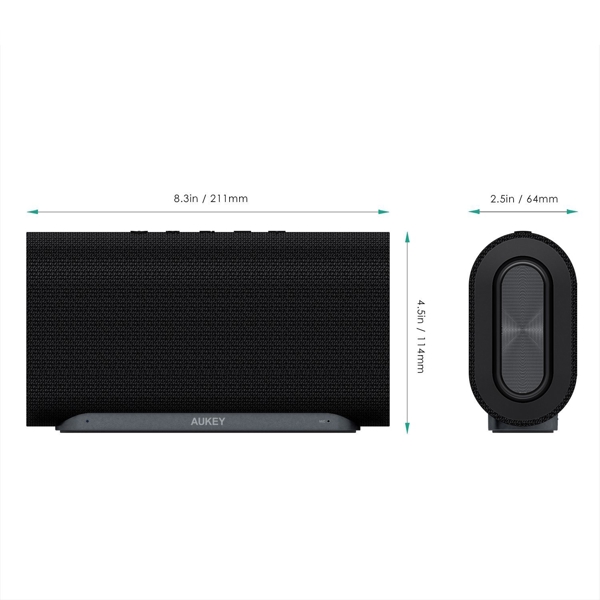 დინამიკი AUKEY SK-M30 Eclipse Bluetooth Speaker 20 W with 12 Hours Playtime / Enhanced Bass with Dual Passive Radiators / Subwoofers and Woven Fabric Surface for Echo Dot / Android Phones and More / Black