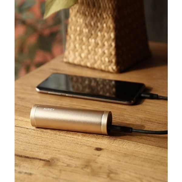 პორტატული დამტენი AUKEY PB-N54 5000MAMP Lipstick Style Power Bank Gold