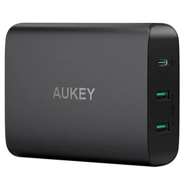 დამტენი AUKEY PA-Y12 72W Dual-Port USB-A 12W + Singal-Port USB-C With PD 60W Black