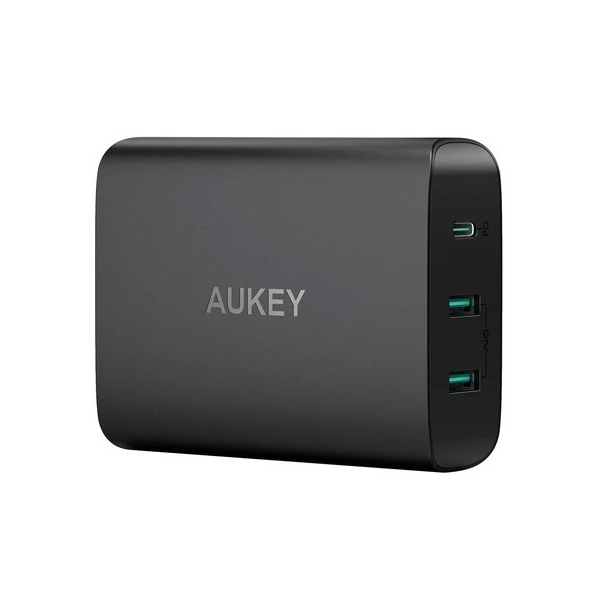 დამტენი AUKEY PA-Y12 72W Dual-Port USB-A 12W + Singal-Port USB-C With PD 60W Black