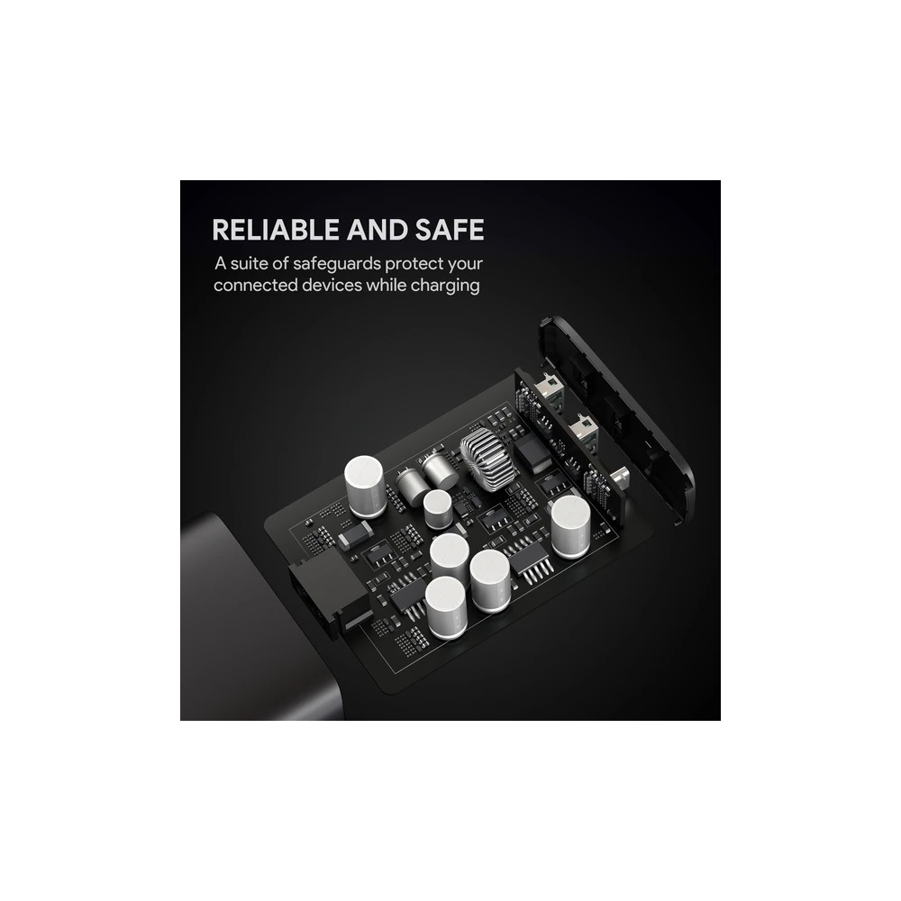 დამტენი AUKEY PA-Y12 72W Dual-Port USB-A 12W + Singal-Port USB-C With PD 60W Black