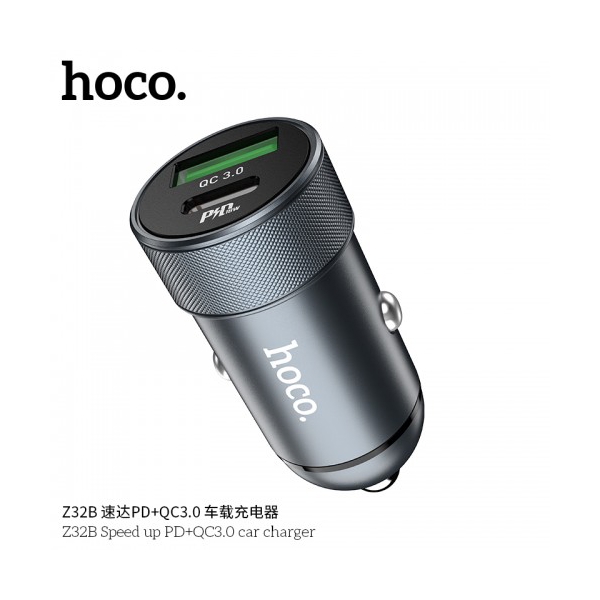 მანქანის დამტენი HOCO Z1 Z32B Speed Up PD+QC3.0 Car Charger Black