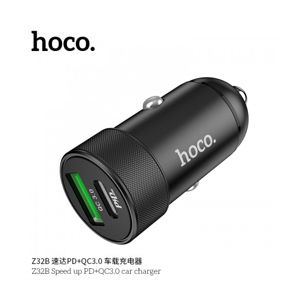 მანქანის დამტენი HOCO Z1 Z32B Speed Up PD+QC3.0 Car Charger Black