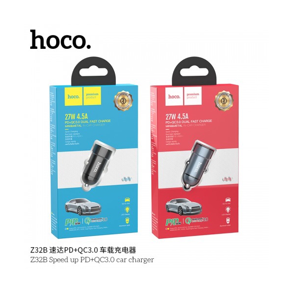 მანქანის დამტენი HOCO Z1 Z32B Speed Up PD+QC3.0 Car Charger Black