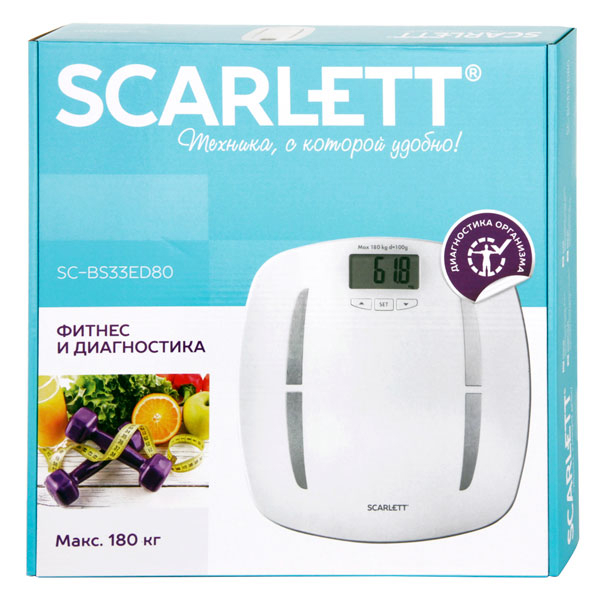 სასწორი SCARLETT SC-BS33ED80 Personal Electronic Diagnostic Scales White