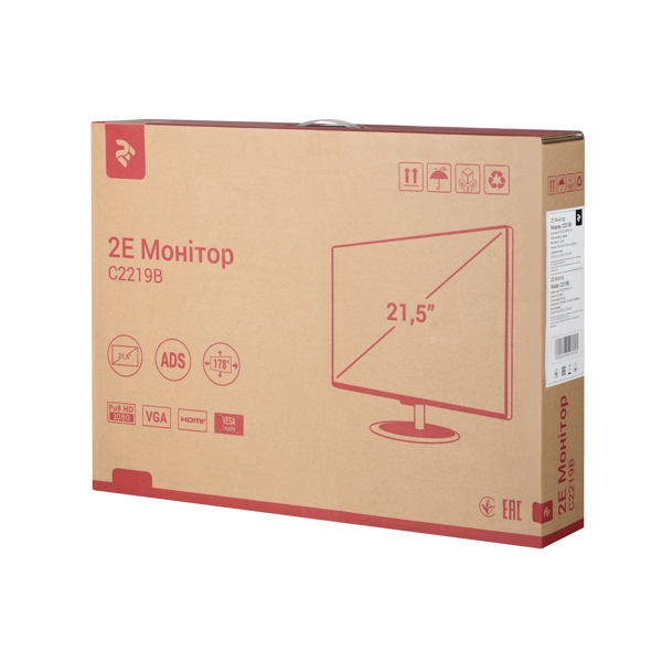 მონიტორი 2E LCD 21.5" C2219B D-Sub / HDMI / ADS