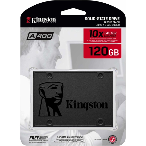 მყარი დისკი Kingston 120GB A400 SATA 3 2.5" Internal SSD SA400S37/120G Black