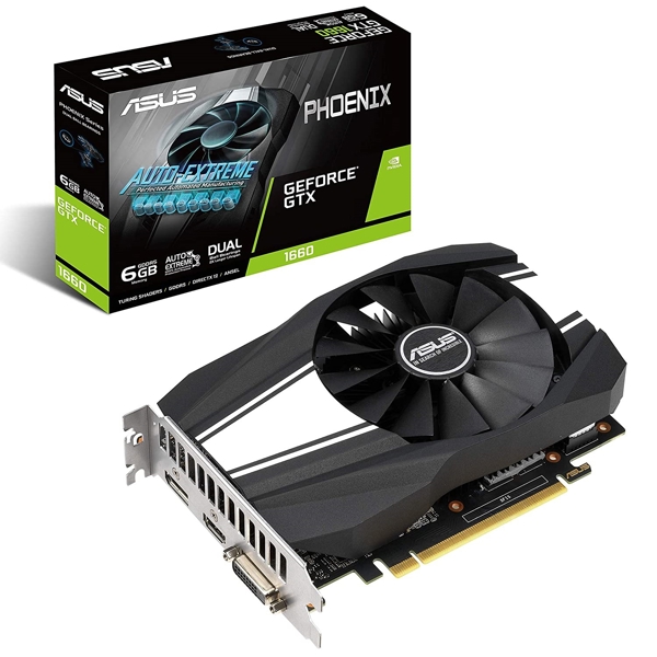 ვიდეო დაფა ASUS GeForce GTX 1660 6GB Phoenix Fan Edition HDMI DP DVI Graphics Card