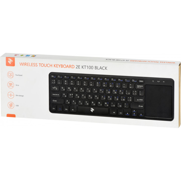 კლავიატურა 2E KT100 Wireless Touch Keyboard Black