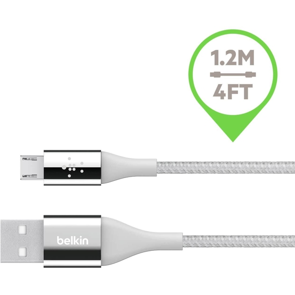 USB კაბელი Belkin Mixit DuraTek Micro-USB to USB Type-A Charging Cable 4' Silver