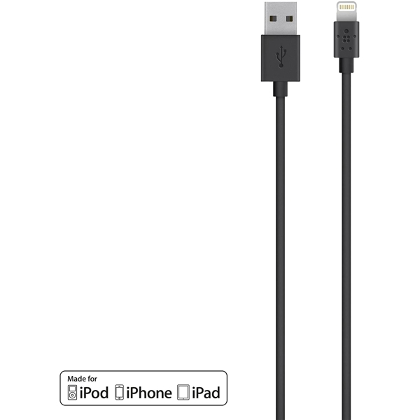 USB კაბელი Belkin 4' MIXIT Lightning to USB 2.0 ChargeSync Cable Black