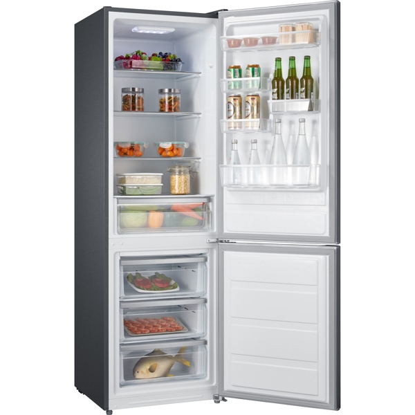 მაცივარი MIDEA HD-413RN refrigerator combination, 305l, Class A ++, H 188 cm, Stainless steel