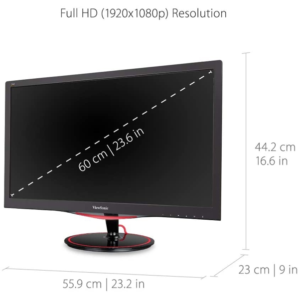 მონიტორი ViewSonic VX2458-MHD 23.6" TN 16:9 WIDE LCD Gaming Monitor 1920X1080 144HZ DisplayPort HDMI Speaker VX-57 ID, Black/Red