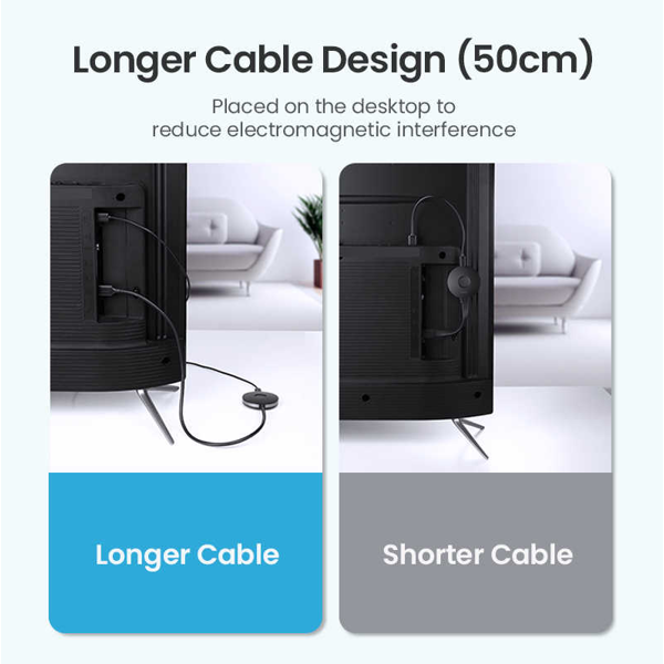 Wireless ადაპტერი UGREEN CM242 (60356) HDMI Wireless Display Receiver 5G WiFi 4K Mobile Screen Cast Mirror Adapter Dongle