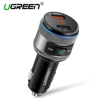 მანქანის მულტიფუნქციური დამტენი UGREEN ED029 (60283) Bluetooth FM Transmitter for Car Quick Charge 3.0 + FM + Bluetooth 4.2 (Black/Gray)