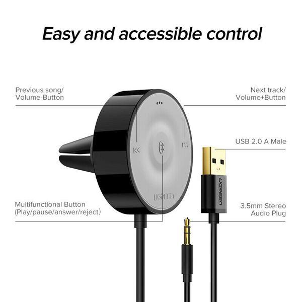 აუდიო ადაპტერი UGREEN CM125 (40760) Wireless Bluetooth 4.2 Music Audio Receiver Adapter APTX