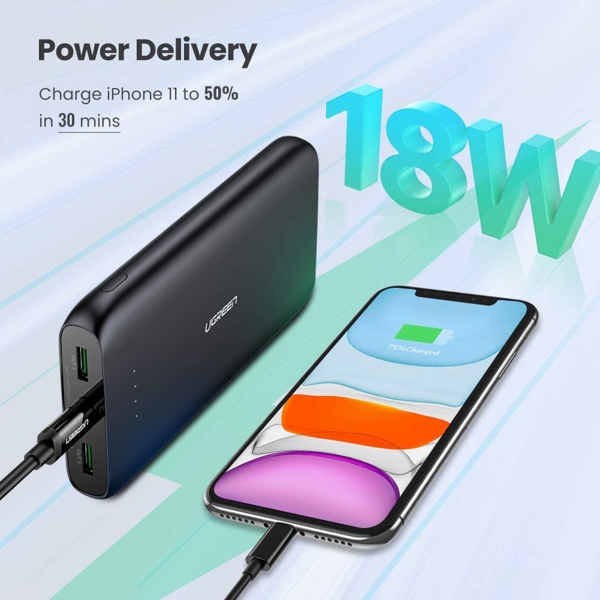 პორტატული დამტენი UGREEN PB132 (60423) 20000mAh PD charging mobile power Black