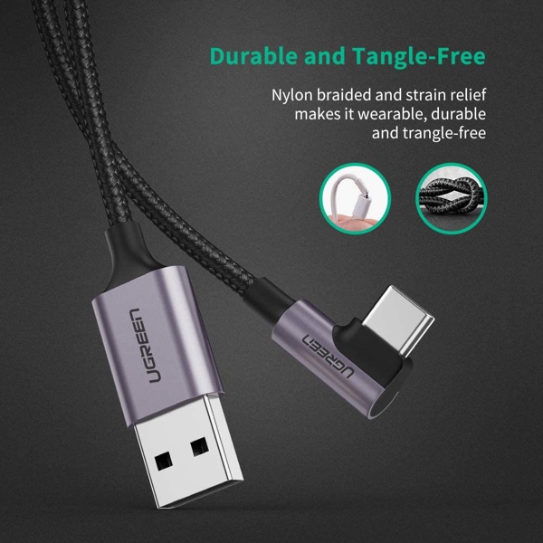 USB კაბელი UGREEN US284 (50941) USB AM to USB-C Cable with braid 1M