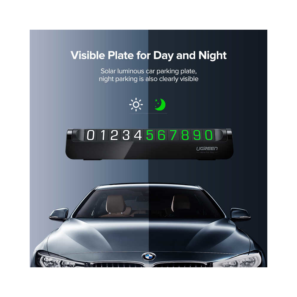 დროებითი პარკირების ბარათი UGREEN LP178 (60326), Temporary Parking Number Plate, Black