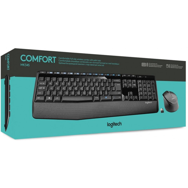 კლავიატურა მაუსი Logitech Wireless Combo MK345 (L920-008534) ENG/RUS Layout Black