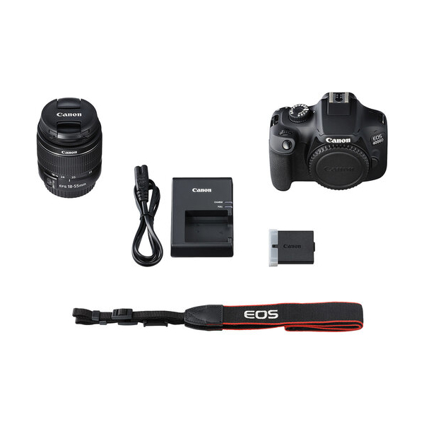 ფოტოაპარატი Canon EOS 4000D 18-55 18MP APS-C 2,7″ LCD Screen 1080P Full-HD EOS Movie Black