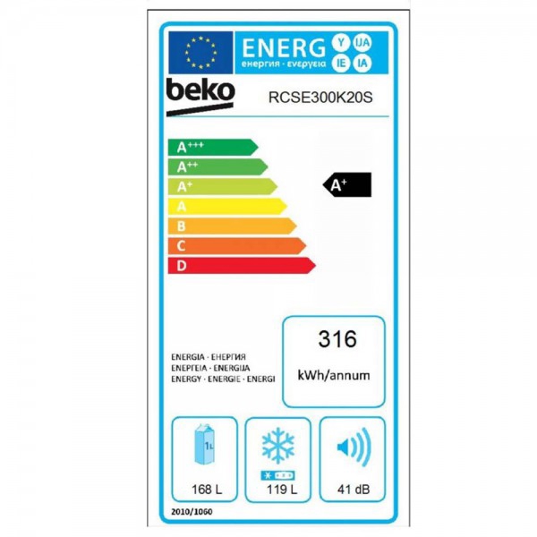 მაცივარი BEKO RCSE300K20S SN-T, A+ Silver