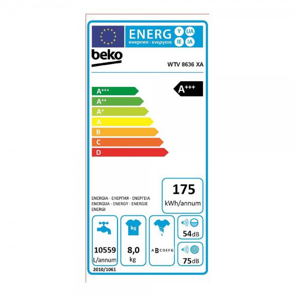 სარეცხი მანქანა BEKO WTV 8636 XA Superia 8 Kg White