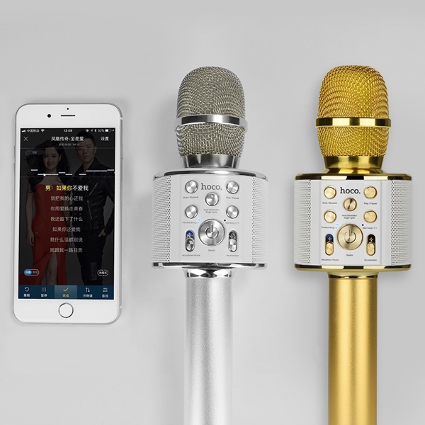 კარაოკე მიკროფონი HOCO BK3 Cool sound KTV microphone Gold