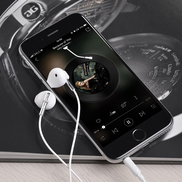 ყუსასმენი HOCO M57 Sky sound universal earphones with mic White