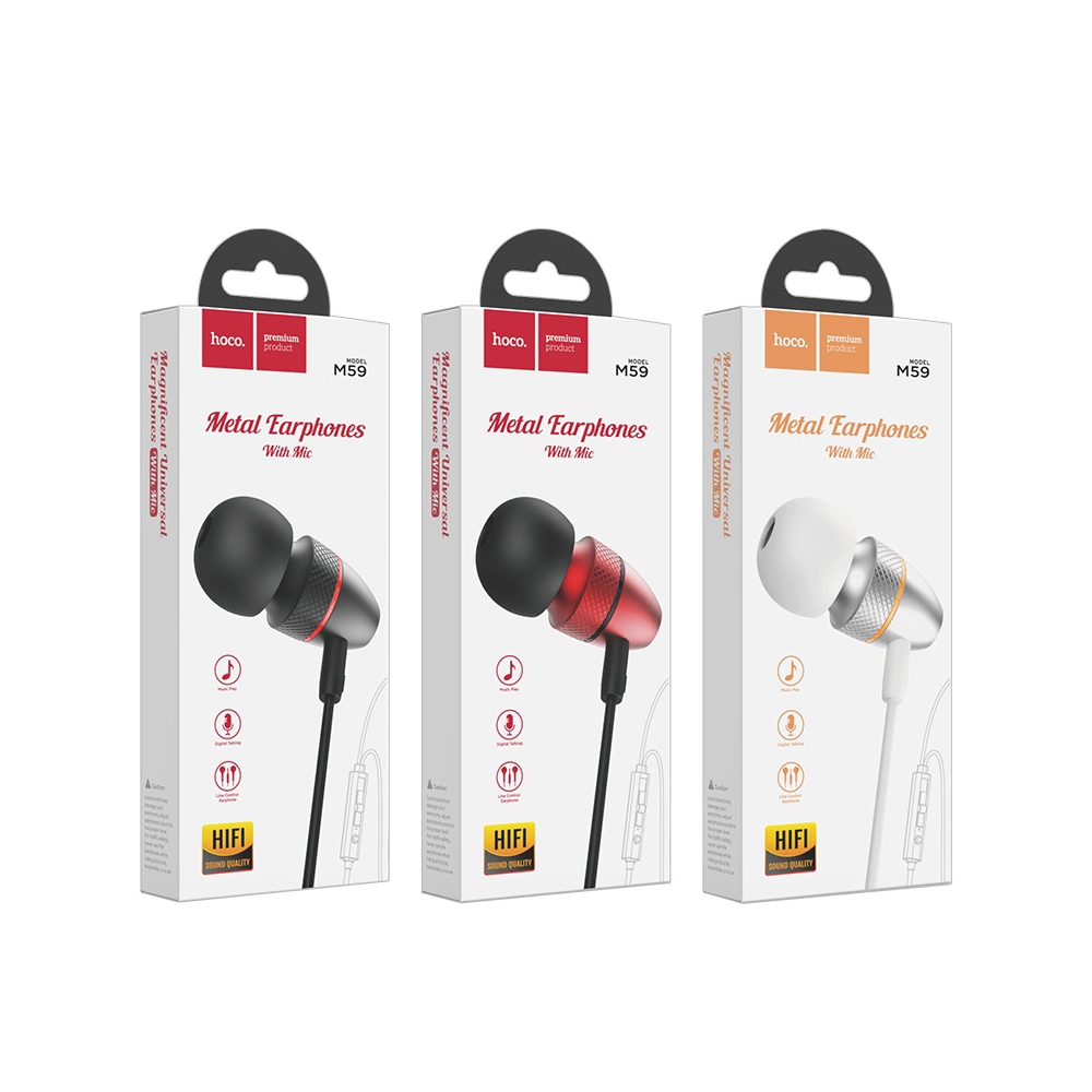ყურსასმენი HOCO M59 Magnificent universal earphones with mic black