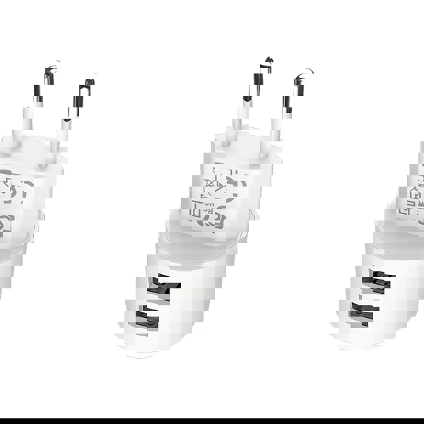 USB კაბელი BOROFONE BA23A Brilliant dual port charger (Type-C) white