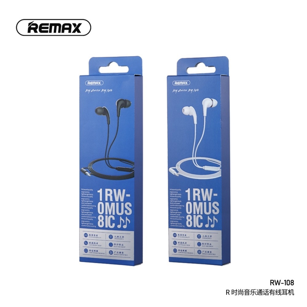 ყურსასმენი REMAX Music Call Wired Earphone RW-108 silver